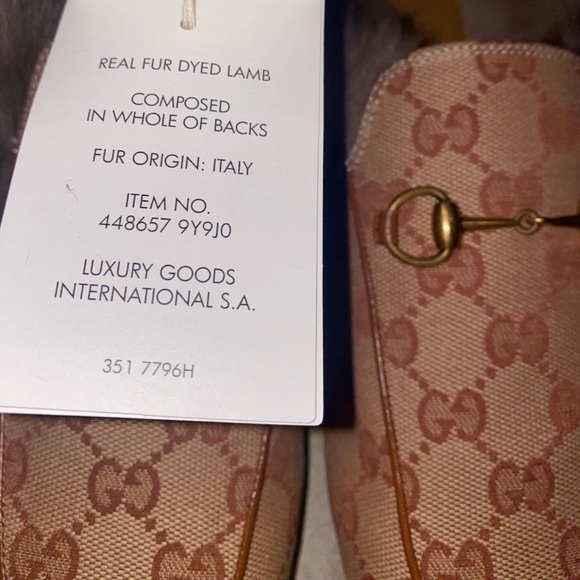 Authentic Gucci Monogram Princetown Fur Loafers Size 9.5 - Picture 4 of 15